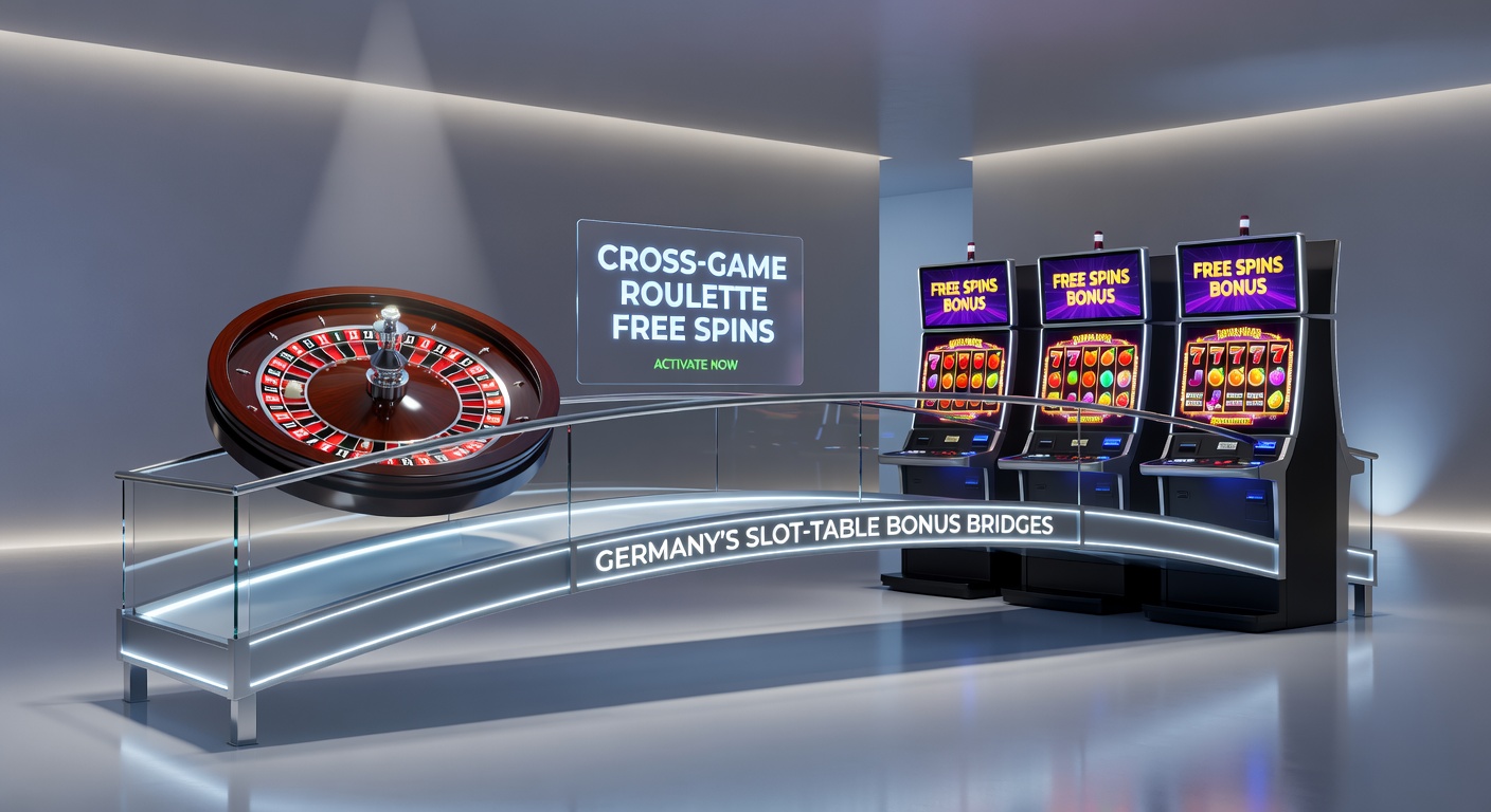 Screenshot eines Cross-Game-Bonus-Menüs, das Slot-Free-Spins in Roulette-Credits umwandelt, mit Balken für Fortschritt und Wettbedingungen sichtbar