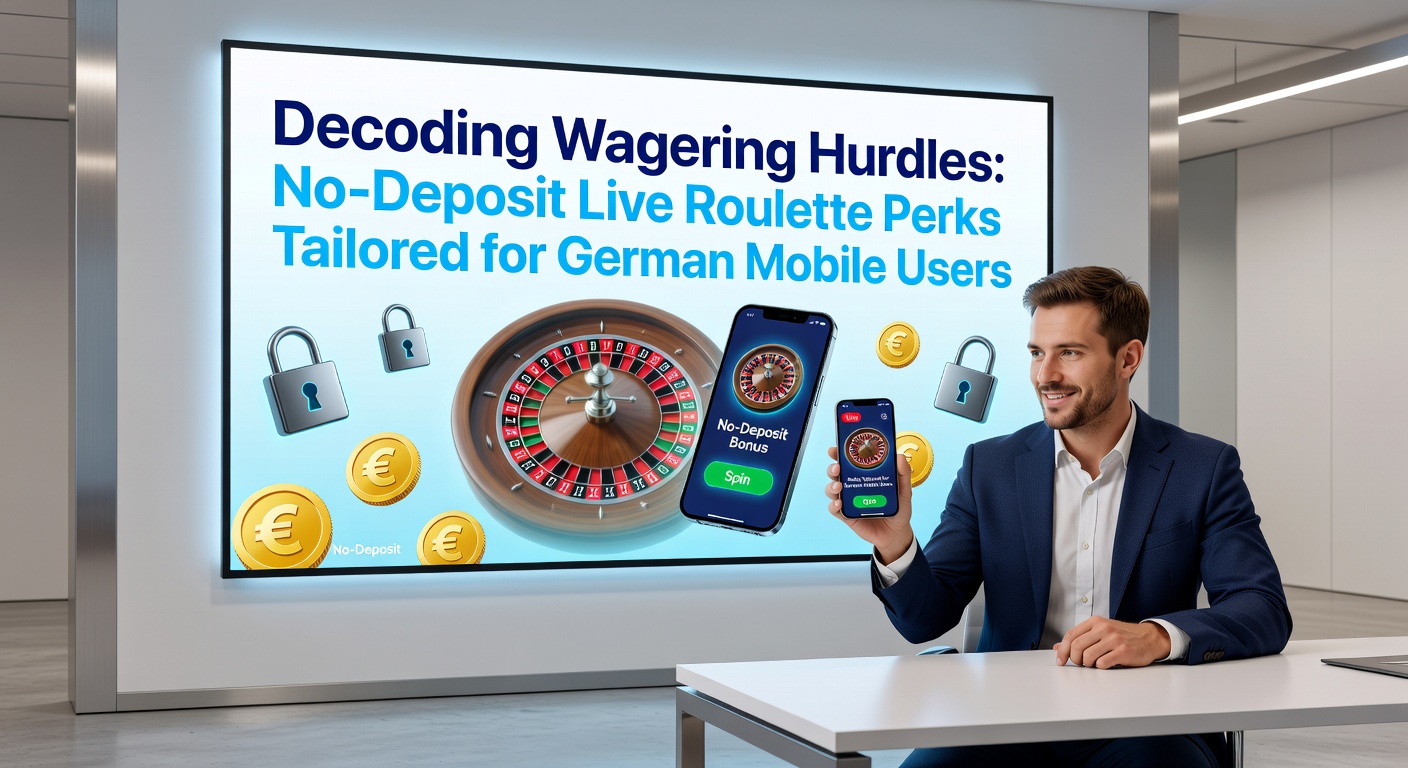 Smartphone-Display zeigt Live-Roulette-Tisch mit No-Deposit-Bonus-Hinweis und Wettanforderungs-Details für deutsche User