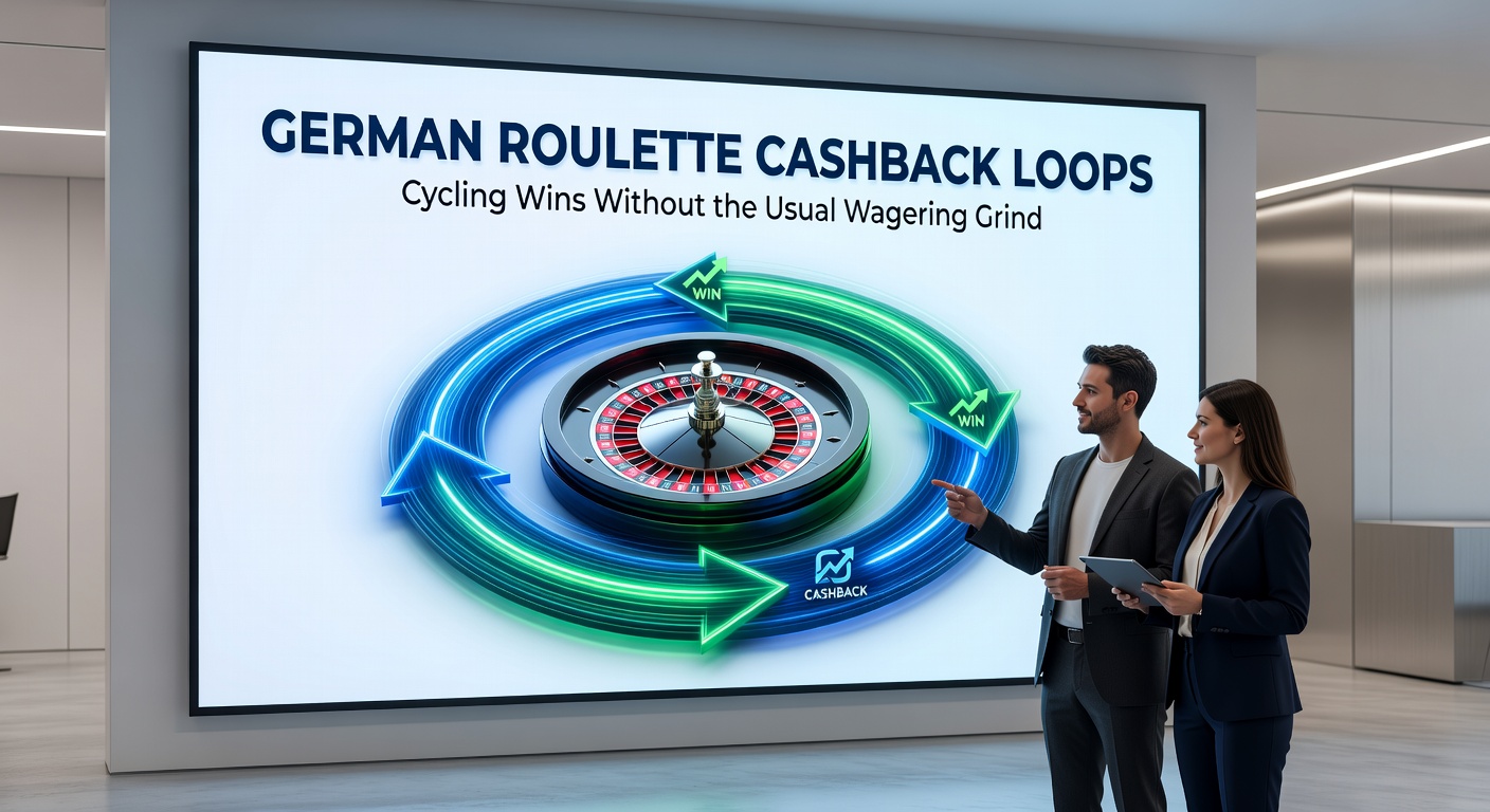 Grafik einer Roulette-Scheibe mit Cashback-Pfeilen, die Gewinne in einem endlosen Loop darstellen, typisch für deutsche Online-Casinos
