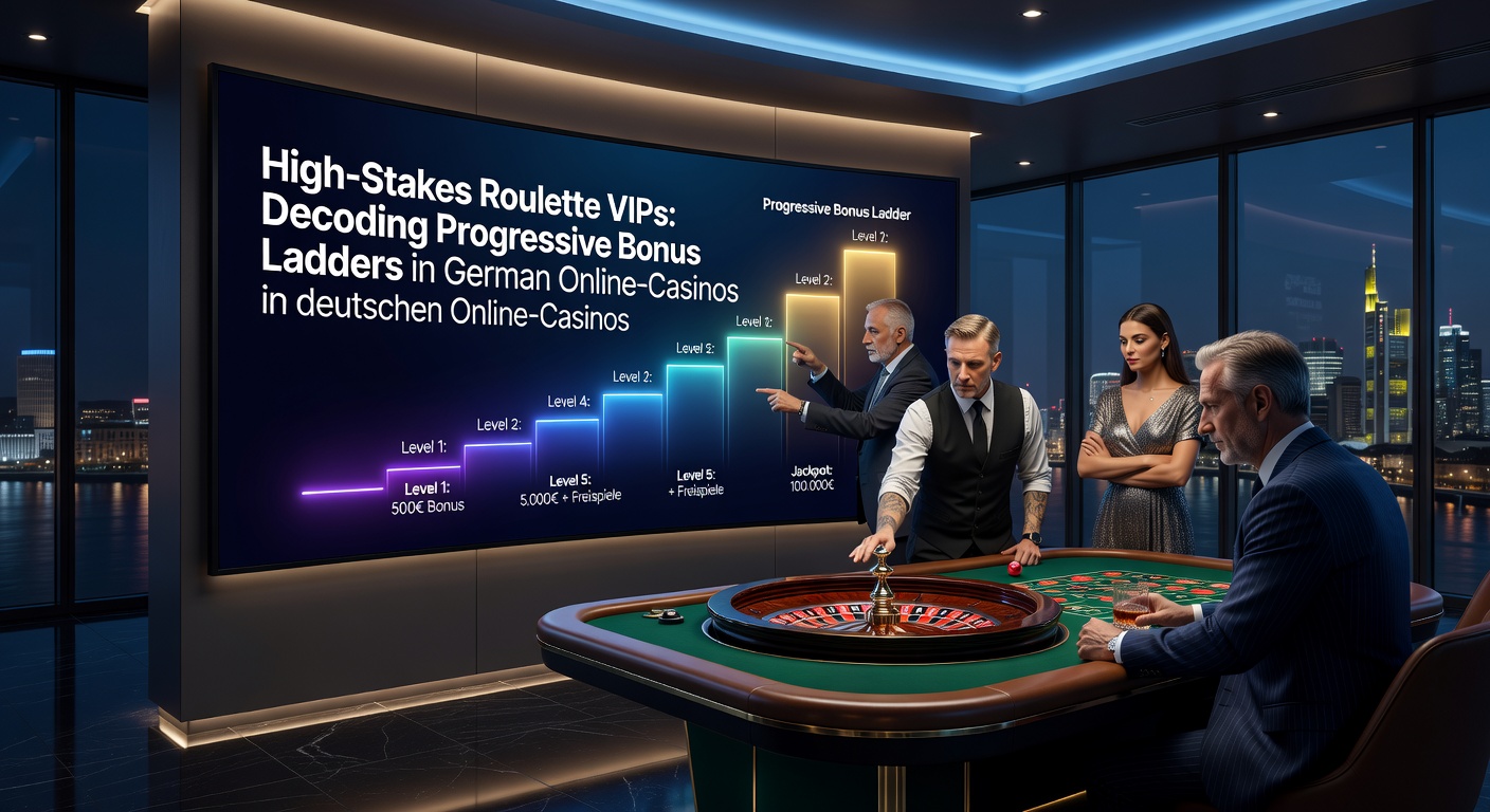 Ein elegantes High-Stakes-Roulette-Tisch in einem VIP-Bereich eines Online-Casinos, mit progressiven Bonus-Elementen im Hintergrund