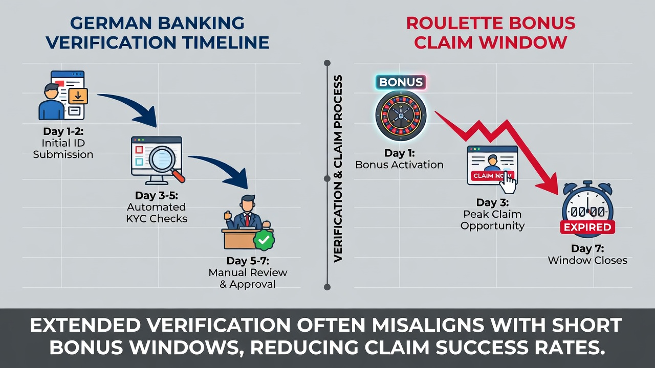 Grafik zur Interaktion von Bankverifizierung und Roulette-Bonusfristen in Deutschland