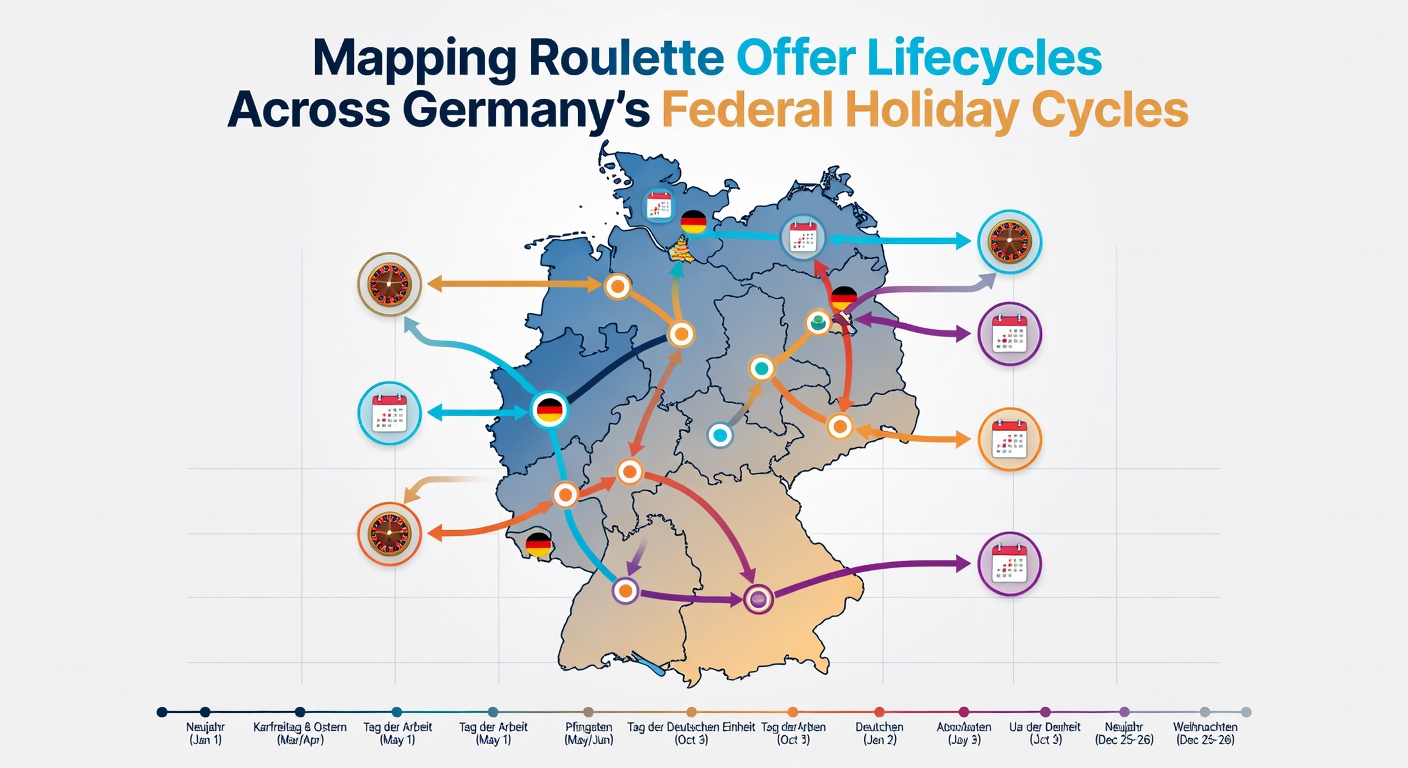 Karte der deutschen Bundesländer mit markierten Feiertagen und Roulette-Bonuszyklen