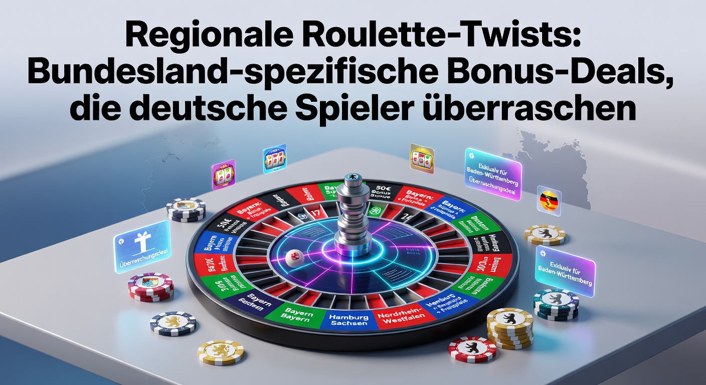 Karte Deutschlands mit hervorgehobenen Bundesländern und Roulette-Symbolen, die regionale Bonusangebote illustrieren